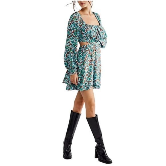 Free People Jael Printed Mini Dress In Ginger Snap Size Small NWT - Picture 1 of 12